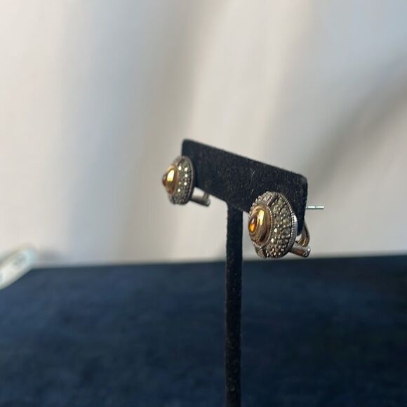 Judith Jack Tigers Eye Marcasite Earrings